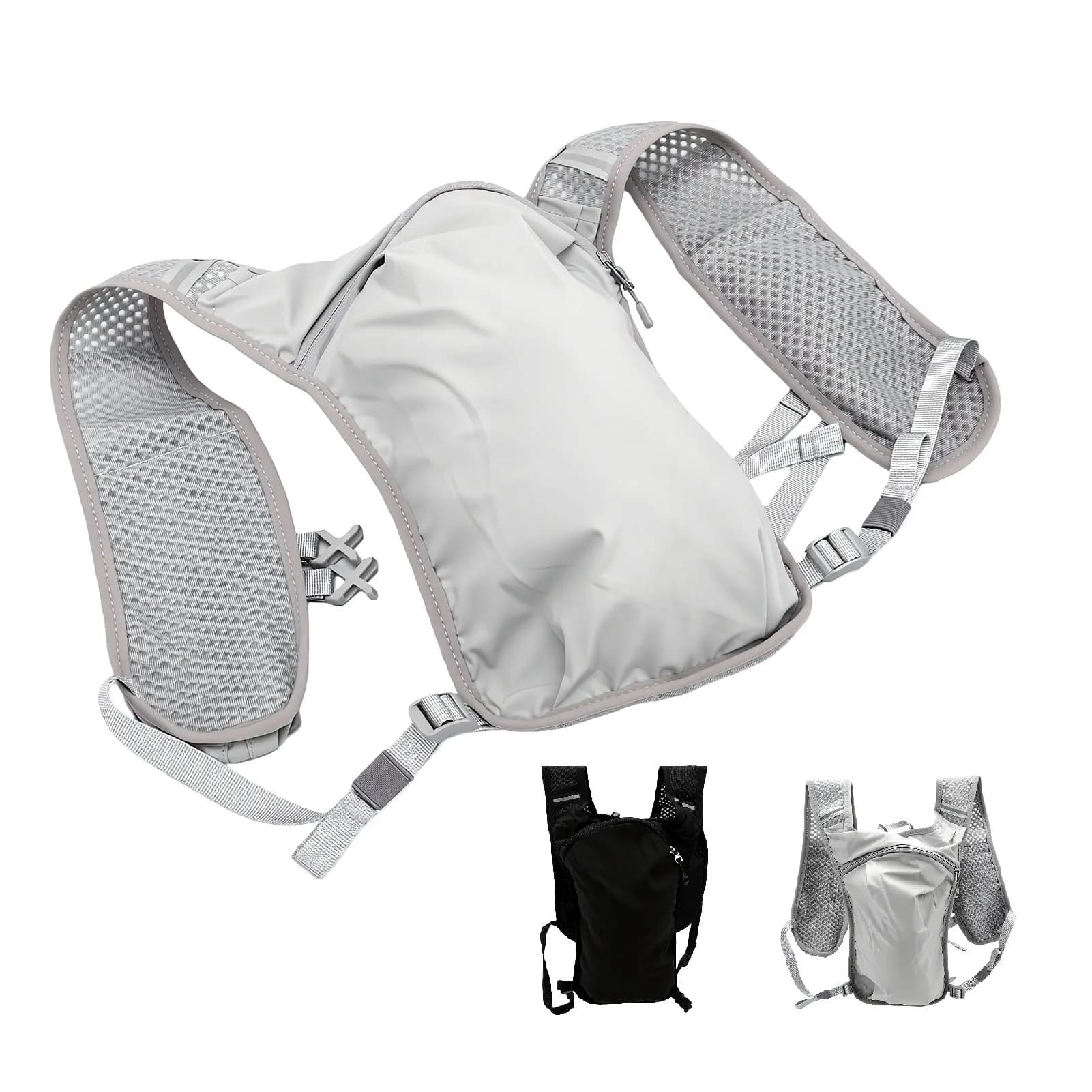 Hydration Vest Backpack Breathable Nylon Hydration Vest Pack with Adjustable Chest Straps Multiple Pockets for Cycling Running