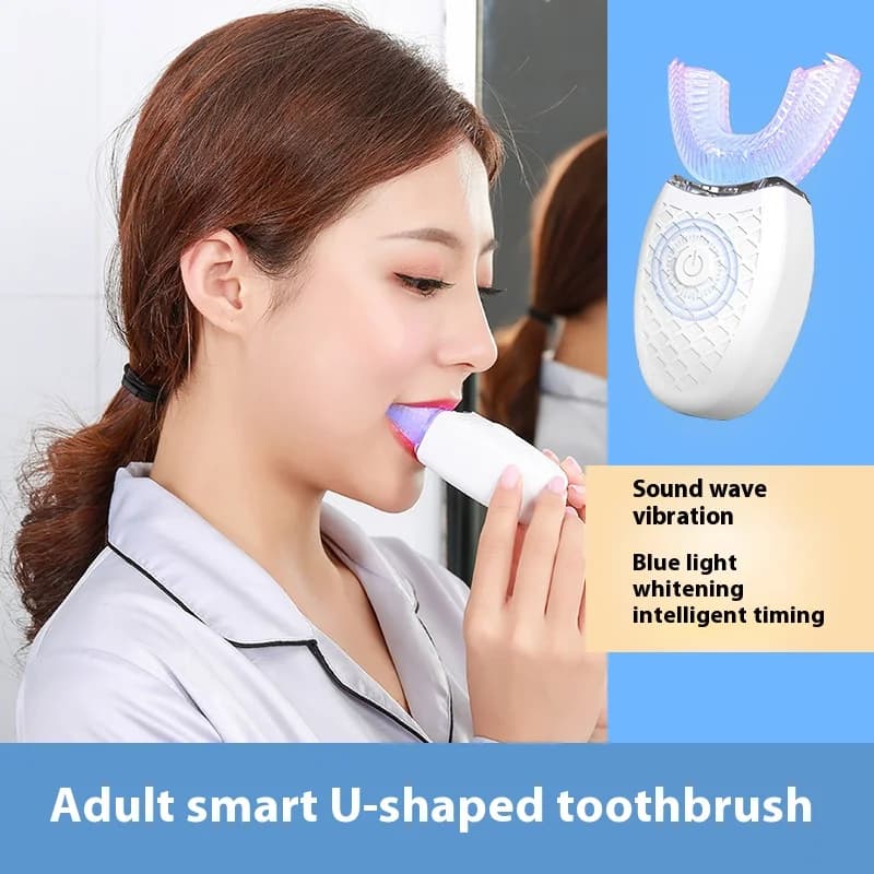 U-shaped electric toothbrush for adults - Teeth whitening kit with soft bristles, oral hygiene with automatic timing and 360° ° Protection of gums