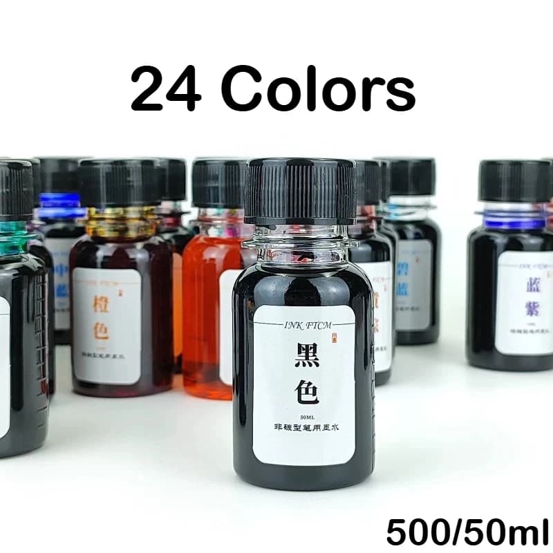 500/50ml 24 Colors Fountain Pen Ink Cartridge Writing Dip Pen Ink Refill Stationery School Supplies For JINHAO HONGDIAN MAJOHN