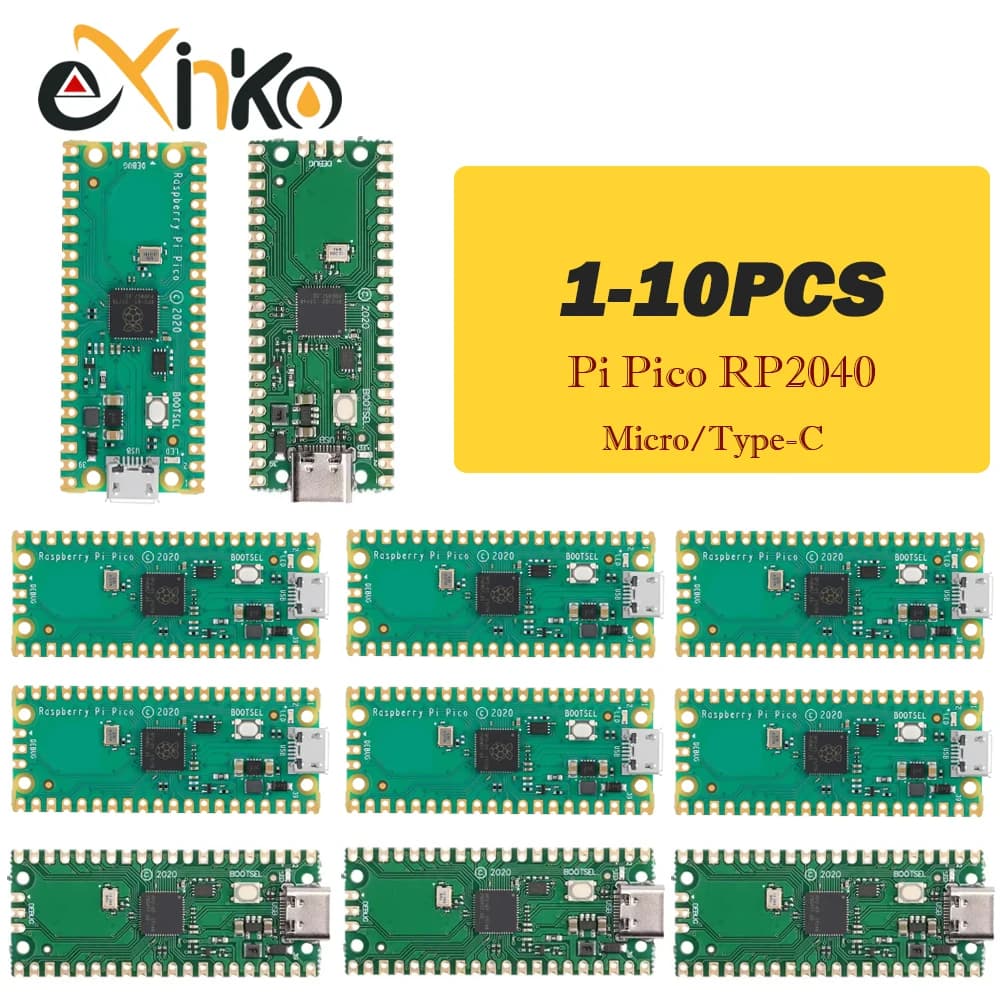 1-10PCS Raspberry Pi Pico Board RP2040 Dual-Core 264KB ARM Microcomputer a bassa potenza Cortex-M0 ad alte prestazioni + Processore TYPE-C