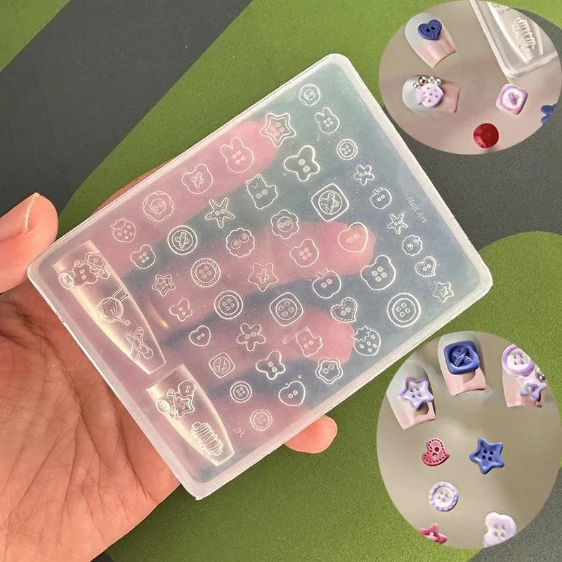 New#3D Buttons Nail Art Silicone Mold DIY Manicure Small Button Model Cute Nail Charms Tool Women DIY Resin Buckle Supplies