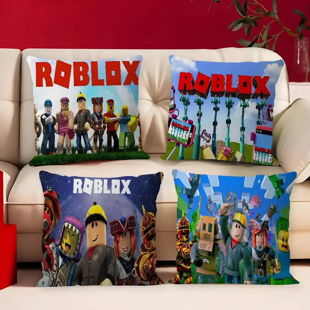 Cuscino Decorativo Cartoon R-Robloxs, Regalo per Casa e Ufficio, Arredamento Camera da Letto, Divano, Auto, Fodera per Cuscino 45x45cm
