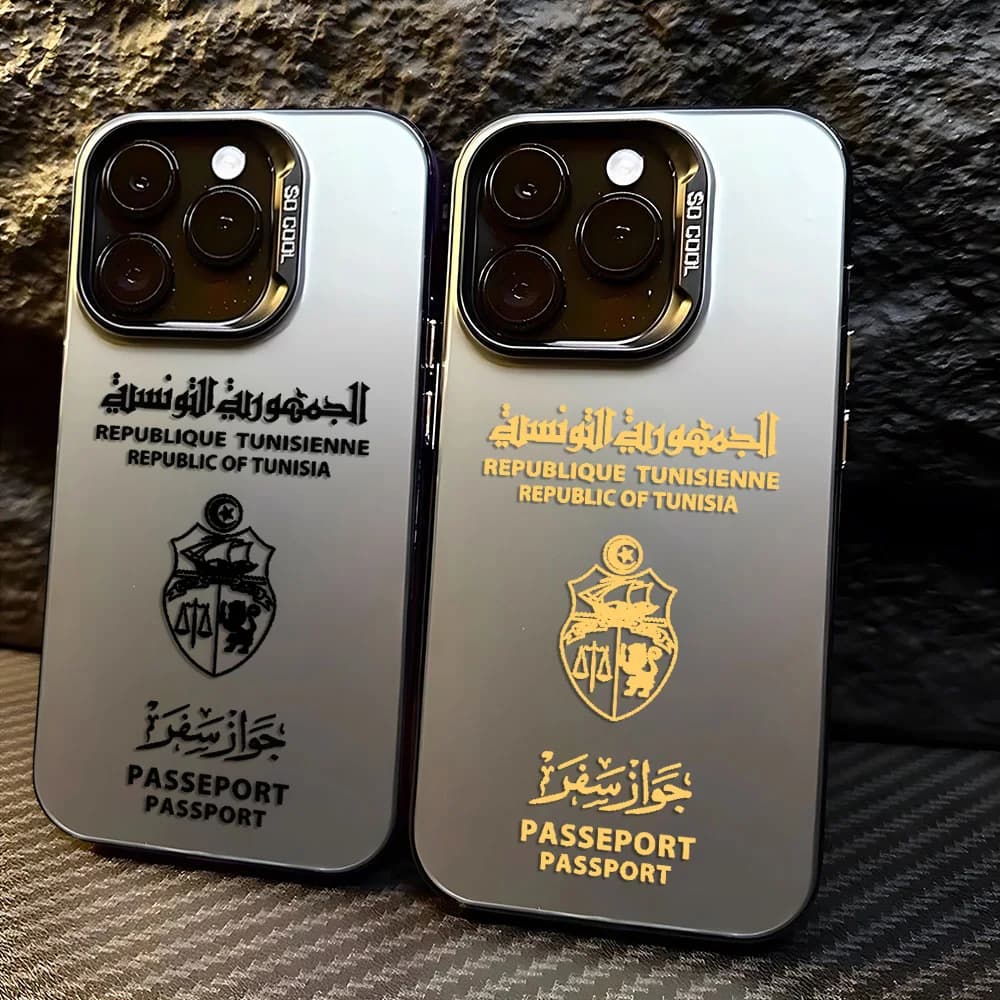 Tunisia Passport Phone Case For iPhone 17 16e 16 15 14 13 12 11 mini Pro Max X XR 8 7 Air Plus Anti Fall Matte Back Cover