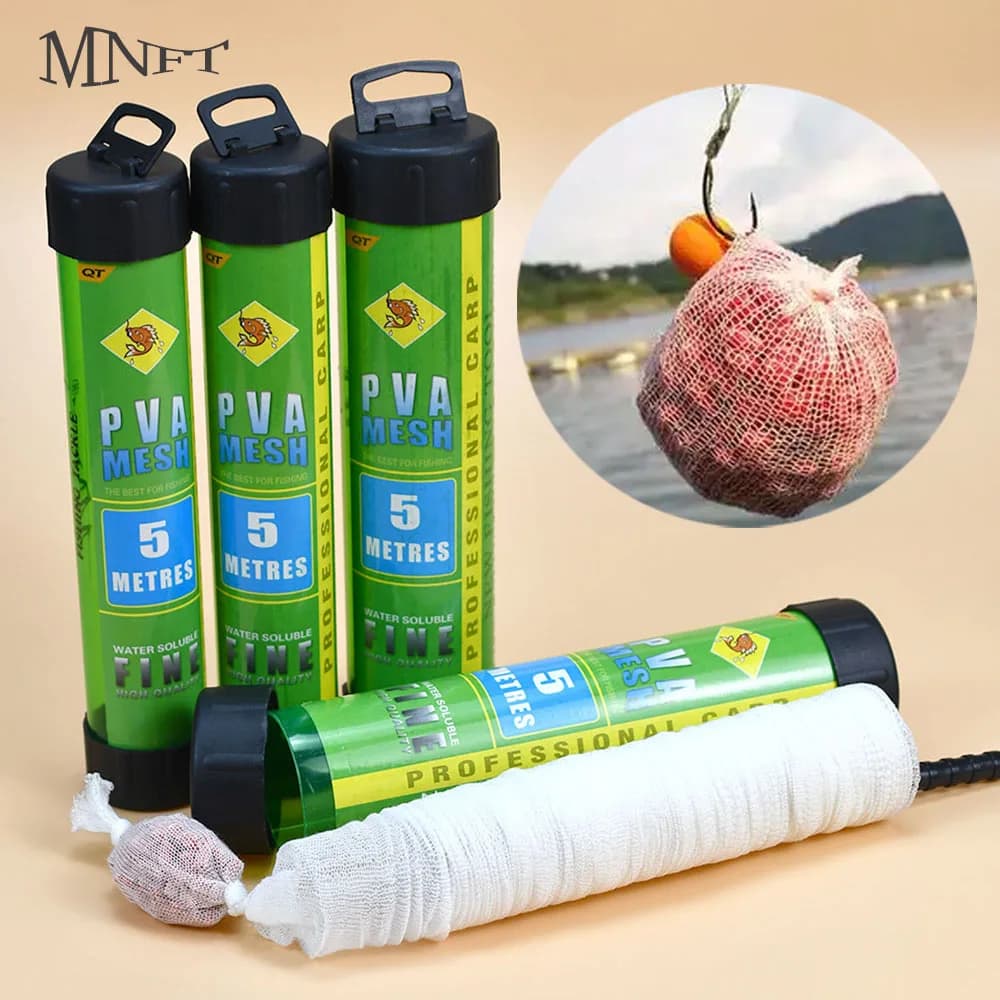 MNFT 5M Acqua Dissoluzione PVA Tubo a Maglia Stretta Rete da Pesca alla Carpa Alimentatore Esche Ricarica Stantuffo Bar Attrezzatura da Pesca alla Carpa alimentatore
