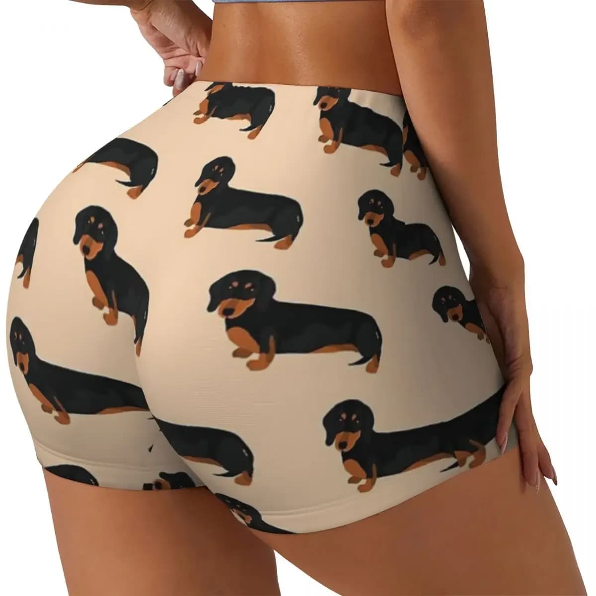 Custom Sausage Dog Lovers Women Gym Workout Running Shorts Athletic Volleyball Biker Yoga Shorts