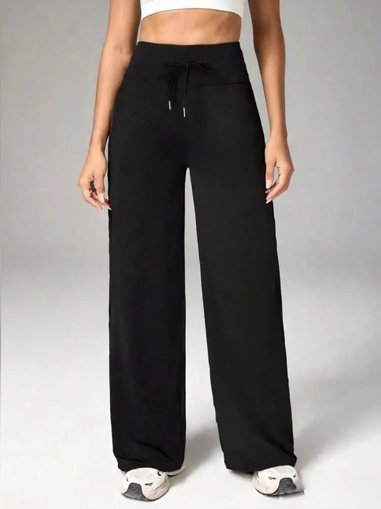 Pantaloni Sportivi da Donna a Zampa d'Elefante, Vita Alta con Coulisse, Gamba Larga Dritta, Sottili, Comodi ed Elastici per Fitness e Yoga