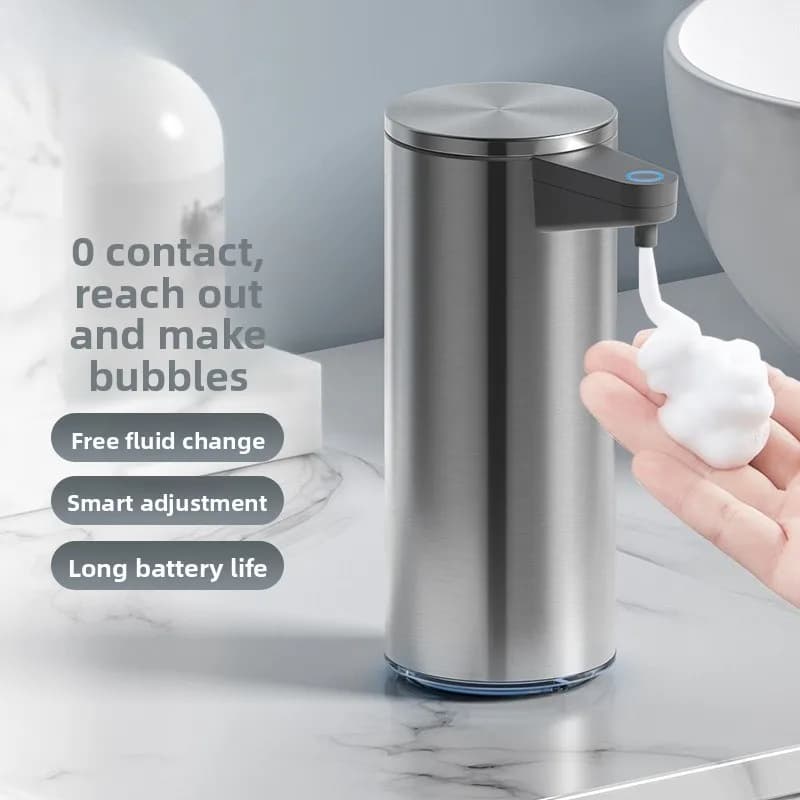 Dispenser di sapone elettrico a parete senza contatto con rilevamento automatico intelligente in acciaio inossidabile per la cucina domestica