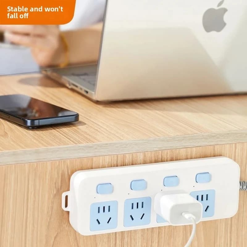 Organizzatore di cavi autoadesivo da 1-5 pezzi, supporto in plastica per prese multiple con binario scorrevole, gestione cavi domestici, fissaggio prese, rack.
