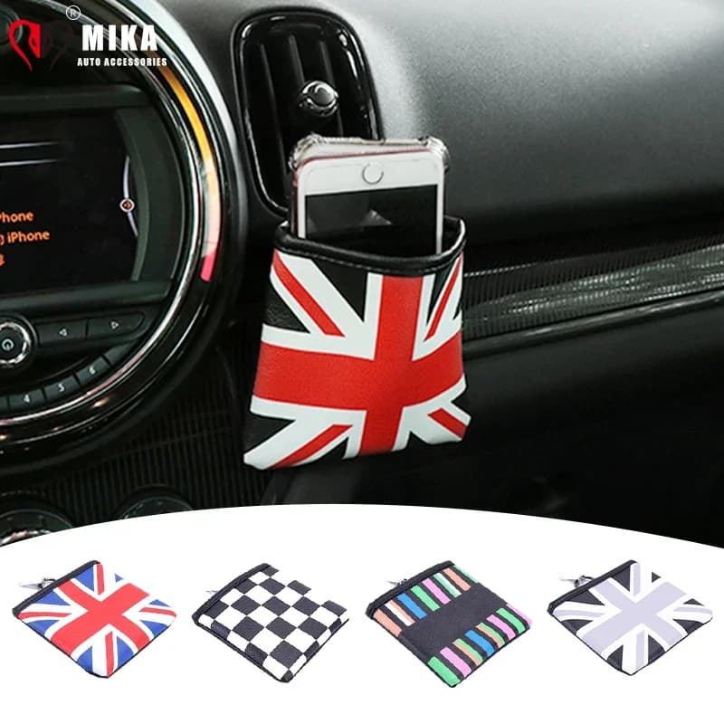 Auto Air Vent Exit Storage Bag Telephone Support For MINI COOPER F56 F54 R55 R56 R60 Countryman Hanging Interior Car Accessories