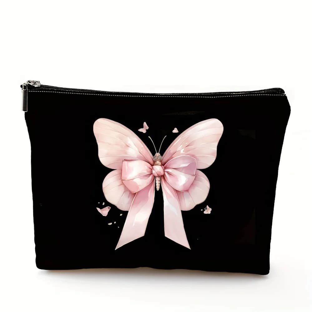 Borsa per il trucco con motivo ad arco APink: custodia multifunzionale con cerniera, borsa per riporre gioielli, piccola borsa portaoggetti con cerniera da viaggio perfetta.