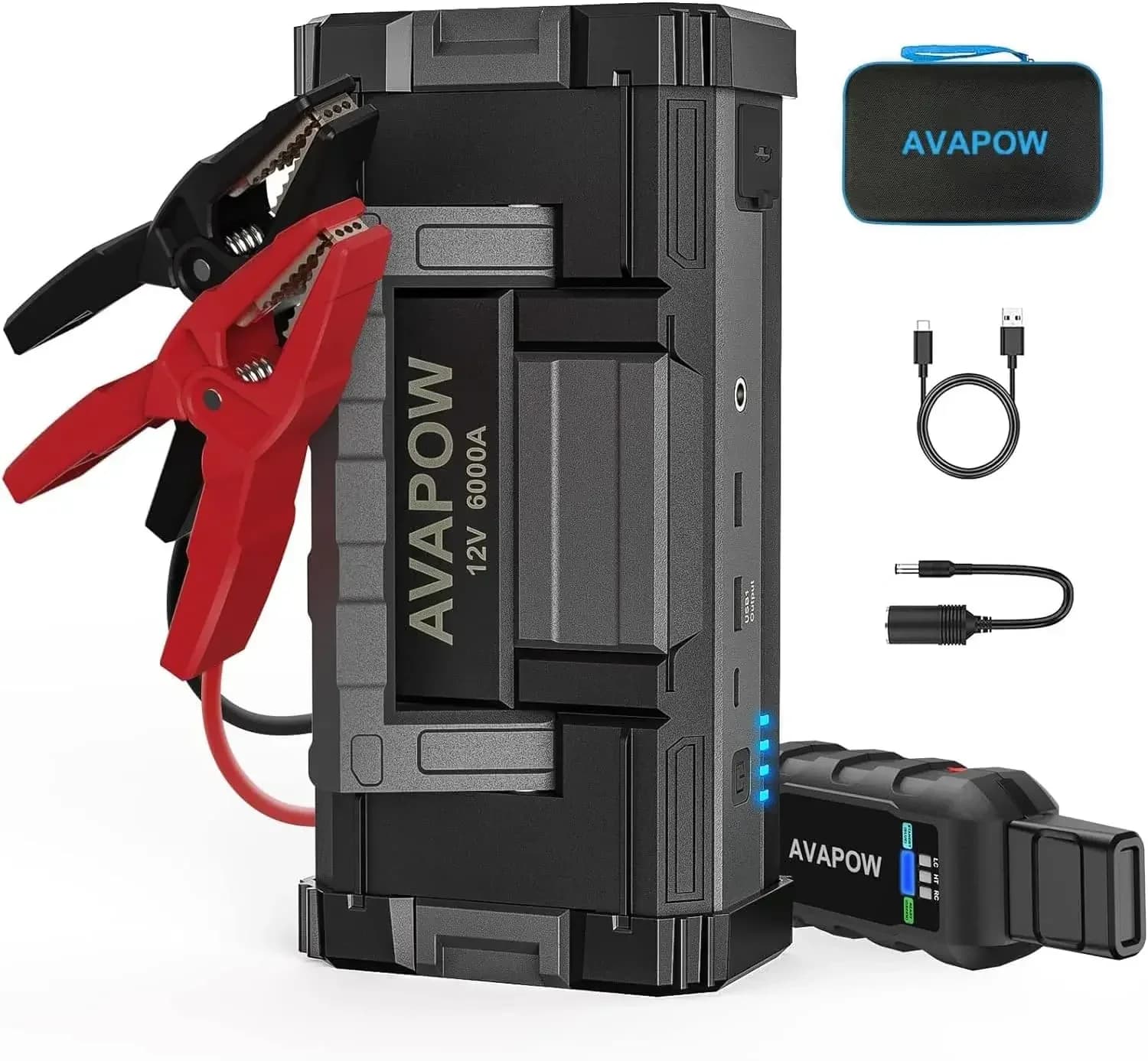 Avviatore di Emergenza per Auto 6000A, Potente Starter per Auto con Doppia Ricarica Rapida USB e Uscita DC