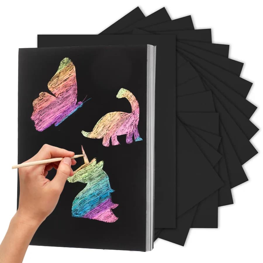 30/50 Pezzi Carta da Grattare Nera con Effetto Visivo Colorato, Carta Cerata per Scrapbooking, Forniture Creative per Disegno e Pittura Fai-da-Te XJM