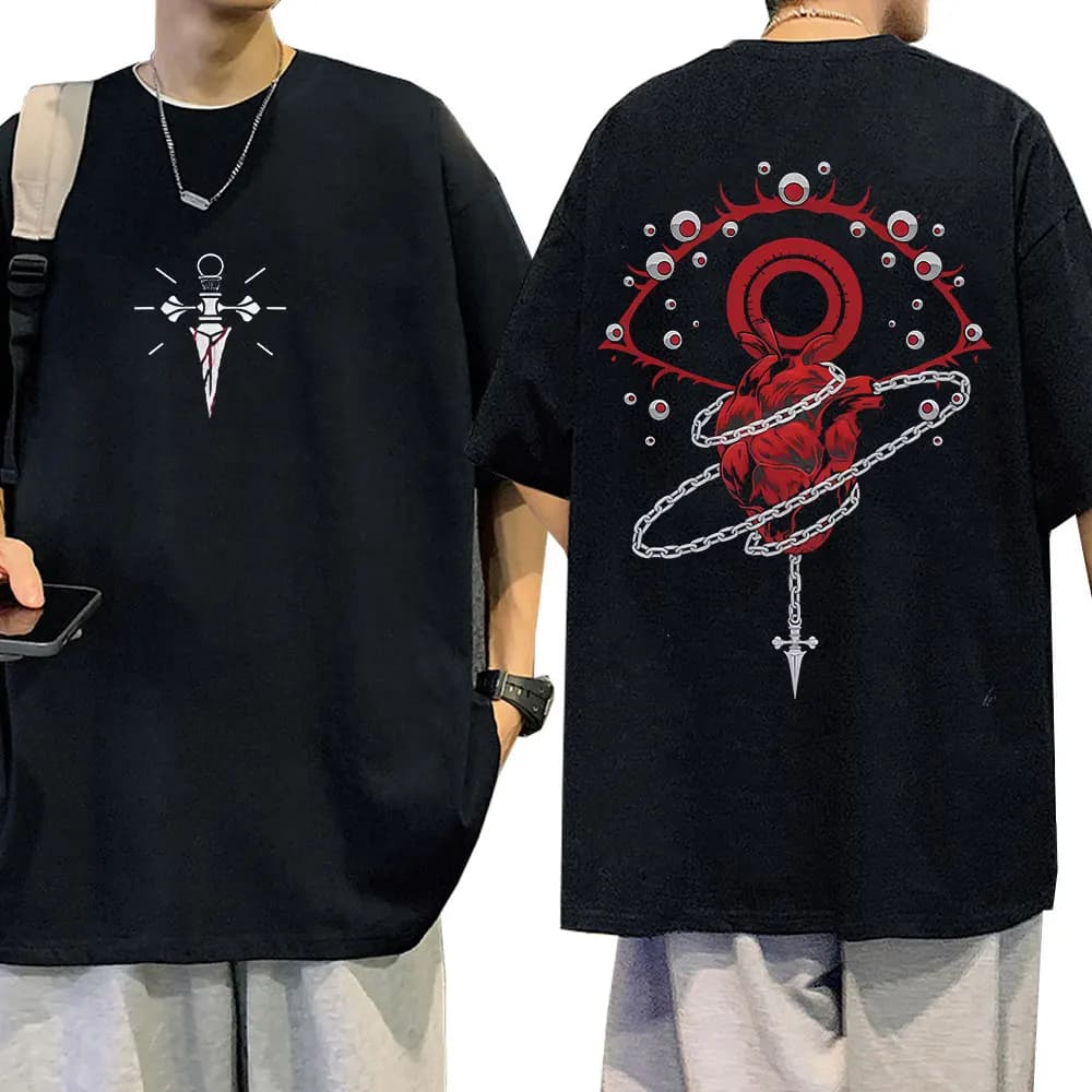 Anime Hunter X Hunter T Shirt Kurapika Phantom Troupe T-shirt a maniche corte Uomo Donna Estate Cotone T-shirt oversize Streetwear