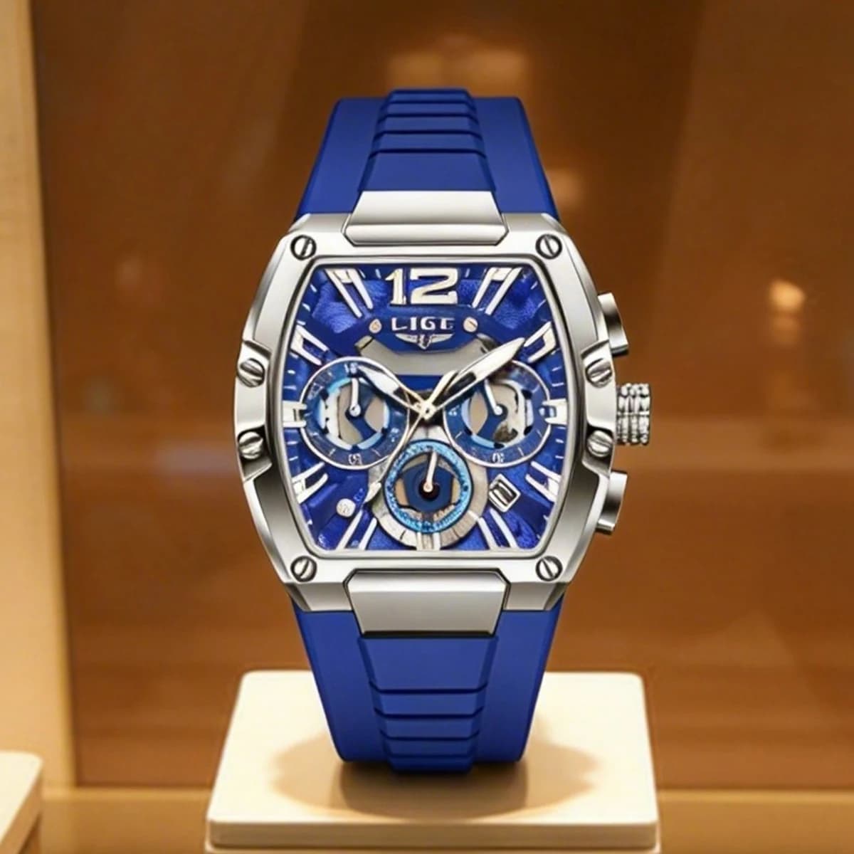 LIGE Orologi da uomo di marca originali alla moda, cronografo sportivo militare, calendario, cinturino in silicone, orologio da polso al quarzo, Relogio Masculino