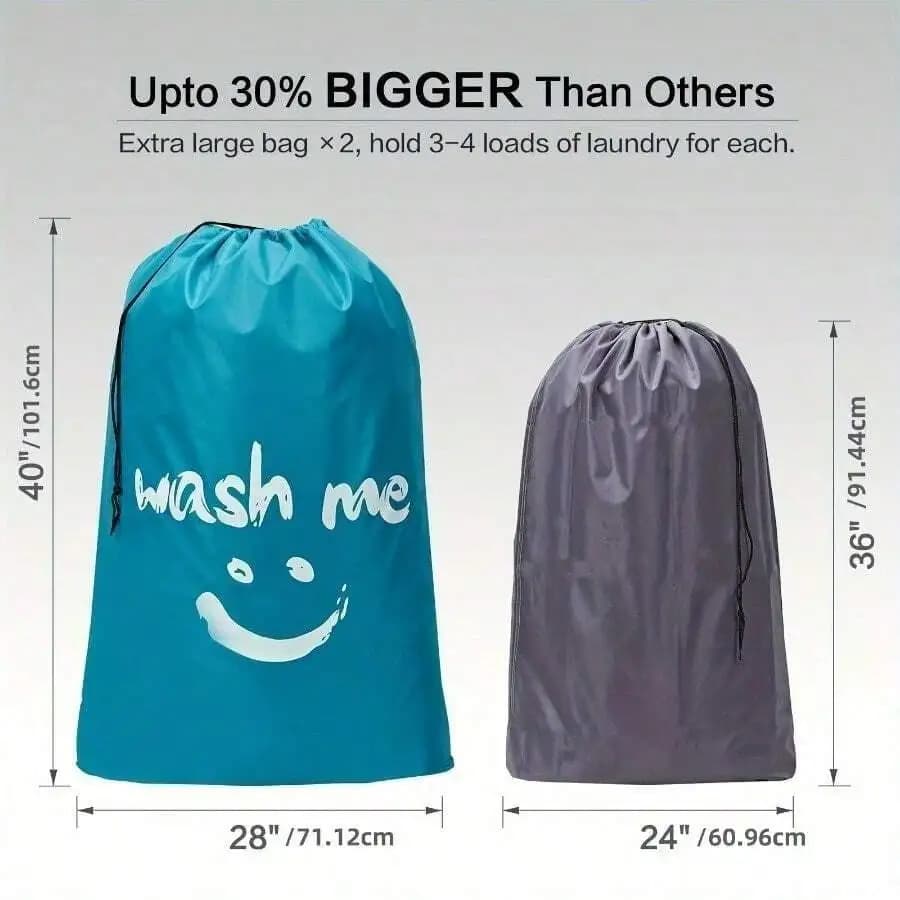 Large Travel Laundry Bag With Drawstring Closure Holds 3-4 Loads Wash Me Smile Design