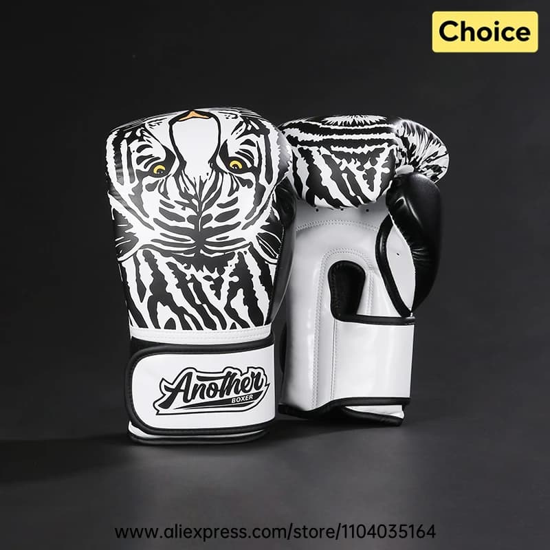4-16 OZ PU Muay Thai Kickboxing Gloves Tiger Punching Mitts Comfort Cushioned Sparring Training Gloves for Combat Sports Fitness