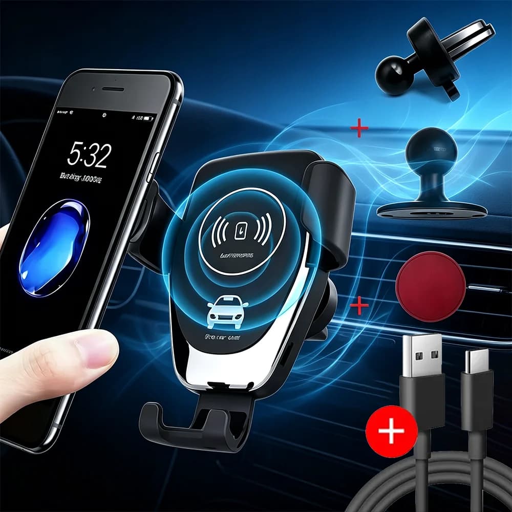 Wireless Charging Phone Car Holder Charger For IPhone17 16 15 14 13 12 Pro XS Max XR Samsung Xiaomi Fast Car Wireless Chargers