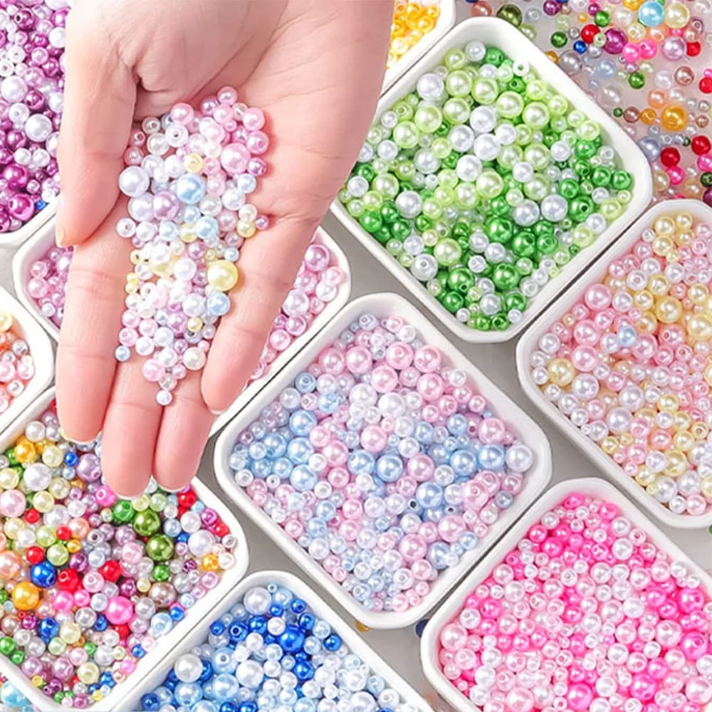150 pezzi ABS perle d'imitazione acriliche perline sciolte rotonde per cucito fatto a mano per bracciali collana piccolo ornamento decorativo fai da te