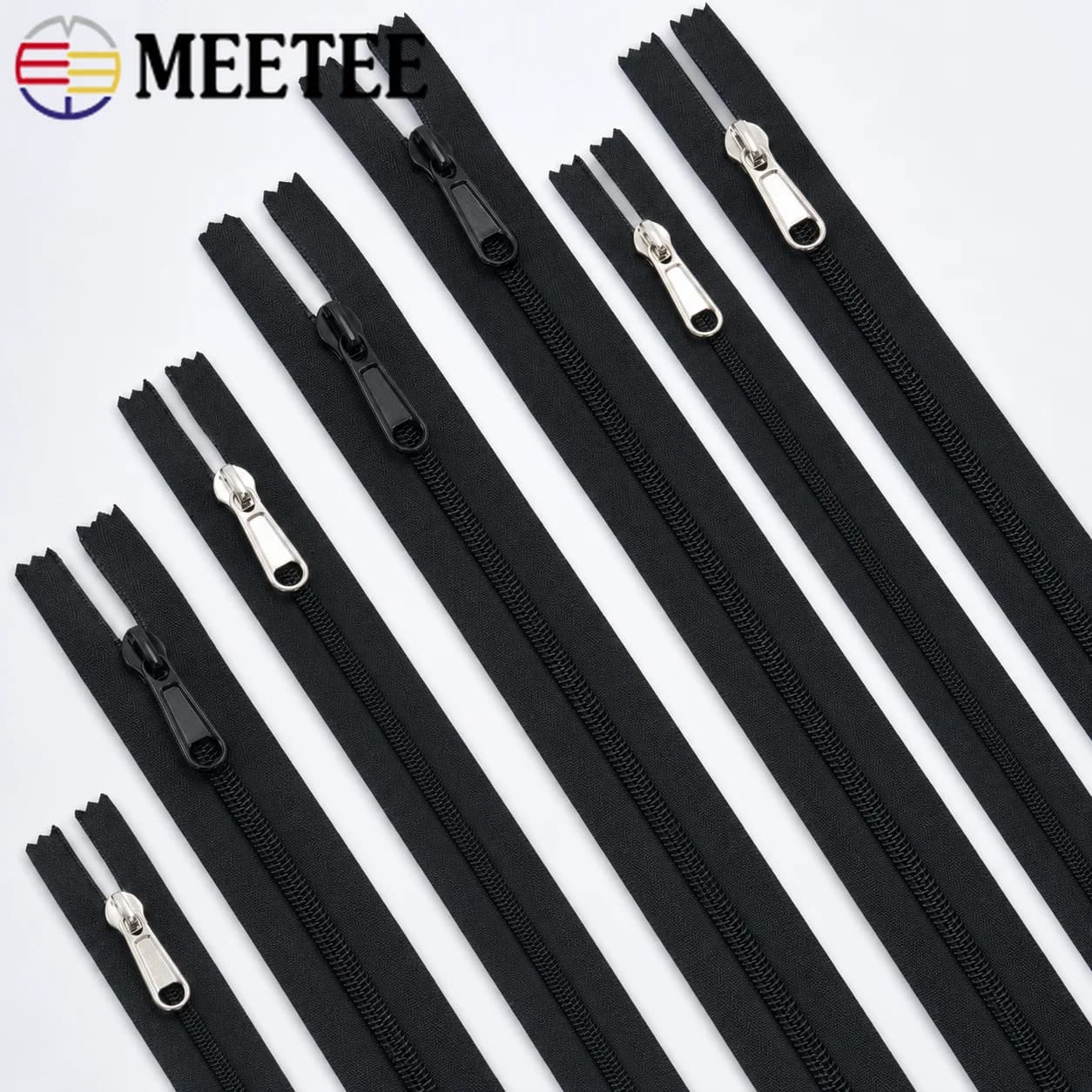 5/10M 5# 8# 10# Nylon Zipper Tape with Sliders Black Zip Roll for Jacket Garment Bag Sewing Repair Closure Accessory Tailor DIY