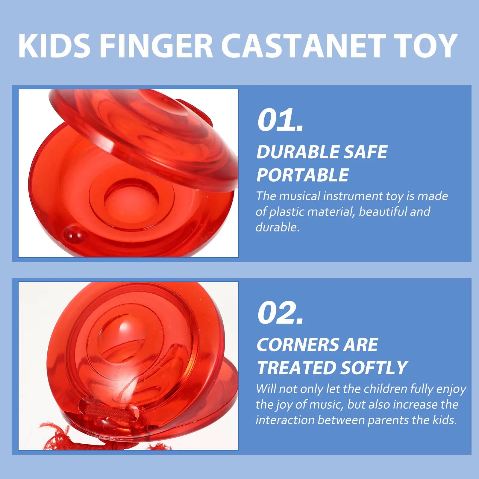 20 Pezzi Castagnette per Bambini in Plastica, Strumento Musicale Educativo, Percussioni, Giocattolo Musicale per Bambini
