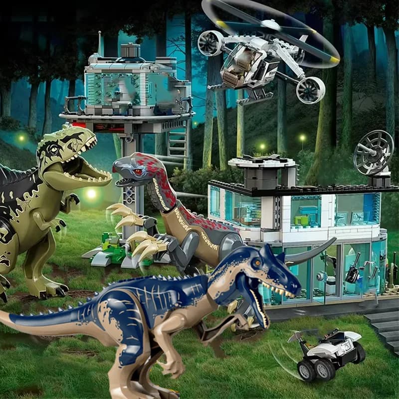 Set Compatibili di Terze Parti Serie Dinosaur World Park Blocchi da Costruzione 76949 Giocattoli Giganotosauro Allosauro