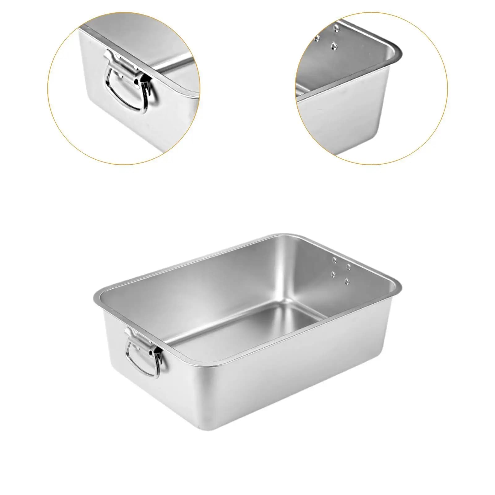 Cat Litter Tray Stainless Steel Open Design Easy Clean Potty Pan for Cat Large Toilet and Rabbit Sand Box Enclosure