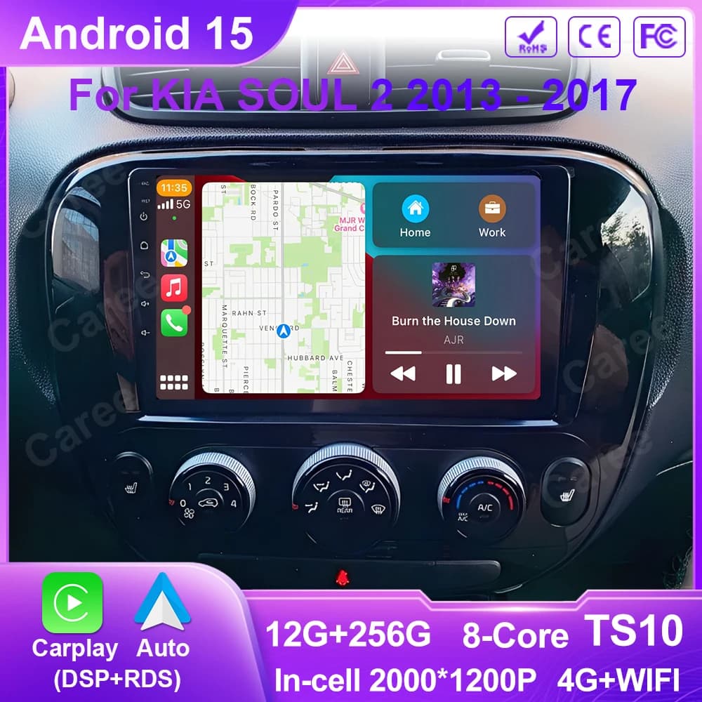 Lettore automatico Android per KIA SOUL 2 2013 2014 2015 2016 2017 Car Multimedia GPS Video Navigazione Carplay Schermo wireless Stereo