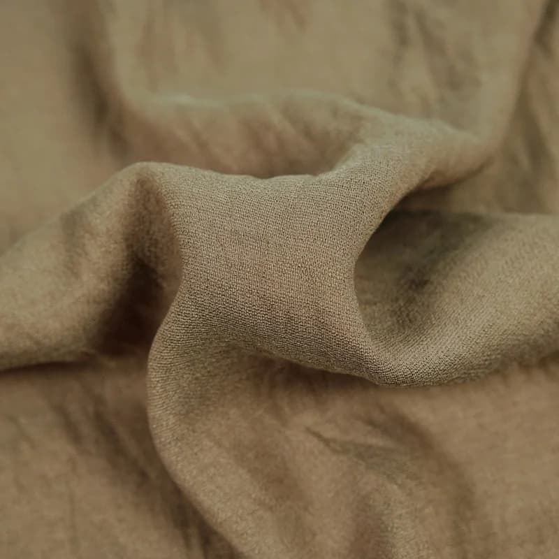 Chinese-style khaki brown Tencel linen ramie fabric for shirts, pants, and skirts, designer clothing materialA