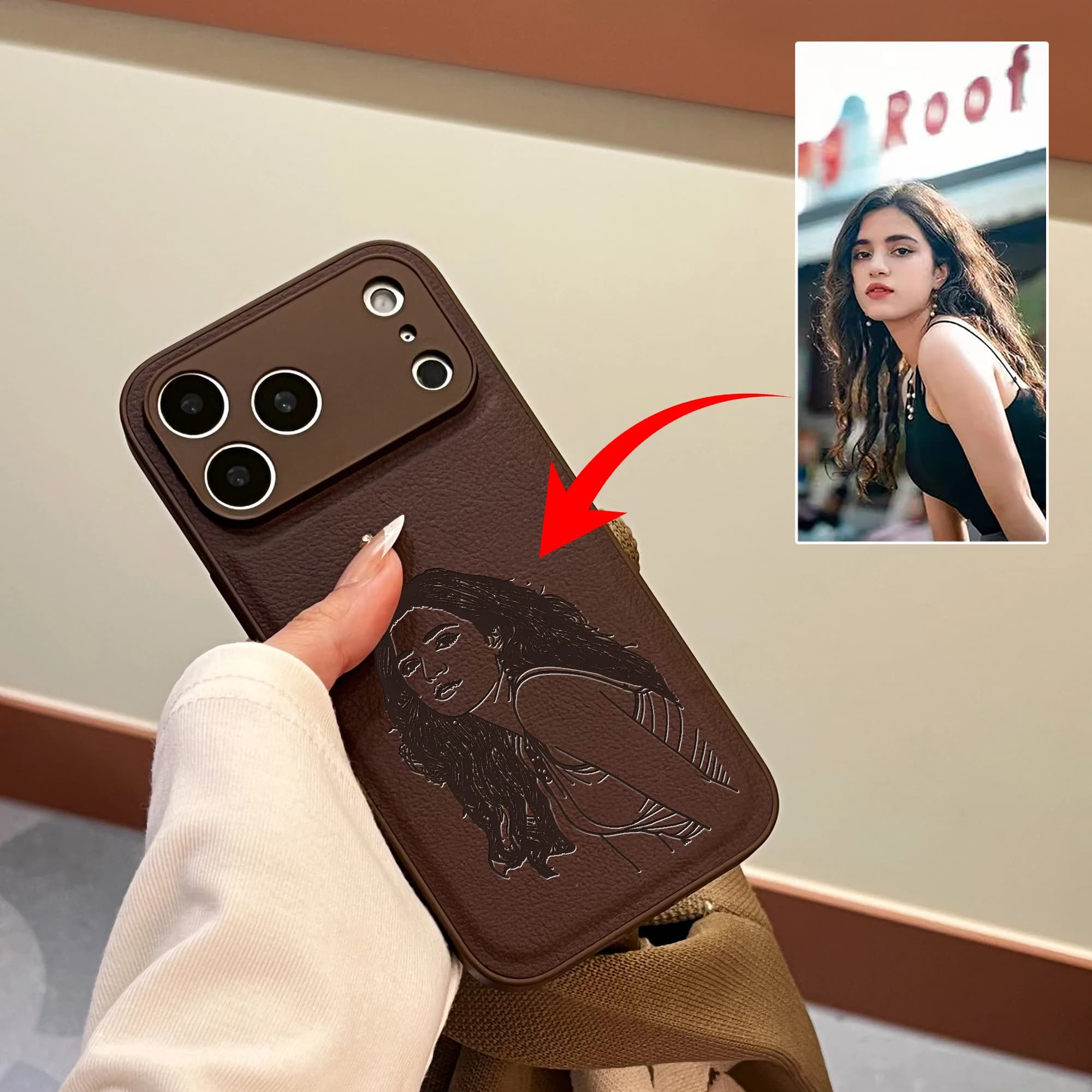 Personalizzato Famiglia Coppia Pet Friend Ritratto personale EtcLinee immagine Custodia incisa al laser per iPhone 17 16 15 14 13 Pro Max Plus Air