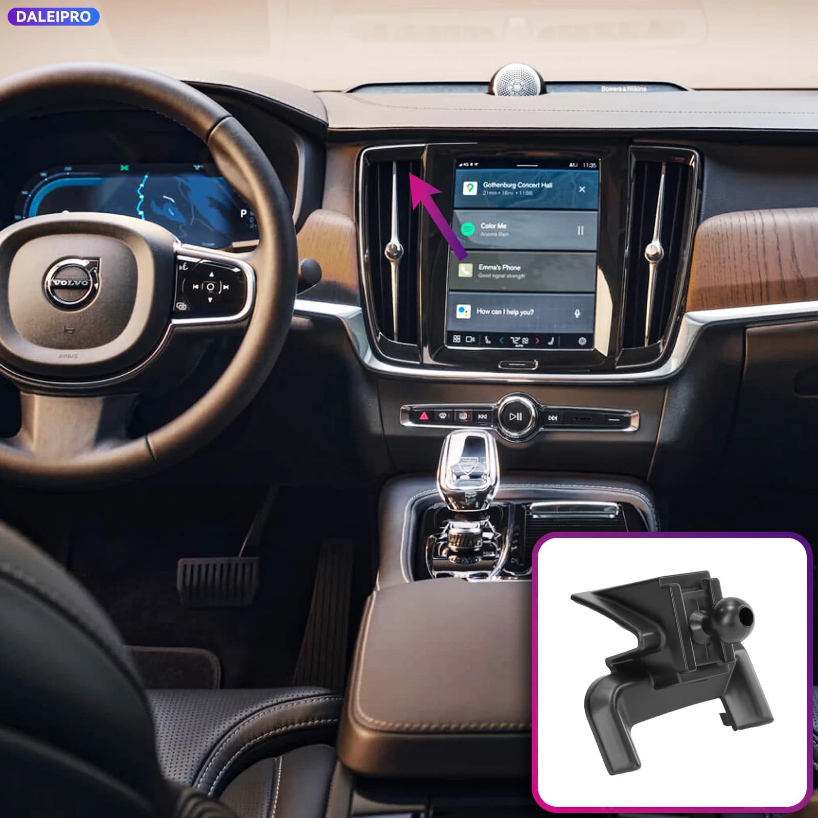 For Volvo S90 V90 2016-2023 2024 2025 Vehicle-Specific Phone Holder Base Smart Car Phone Mount 66W Charging Holder Accessories