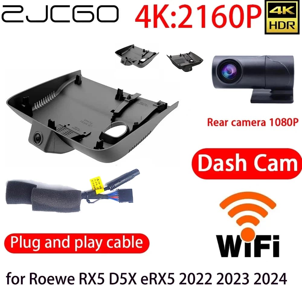 ZJCGO 4K Car DVR Dash Cam Wifi Front Camera and Rear Monitor 24h for Roewe RX5 D5X eRX5 2022 2023 2024