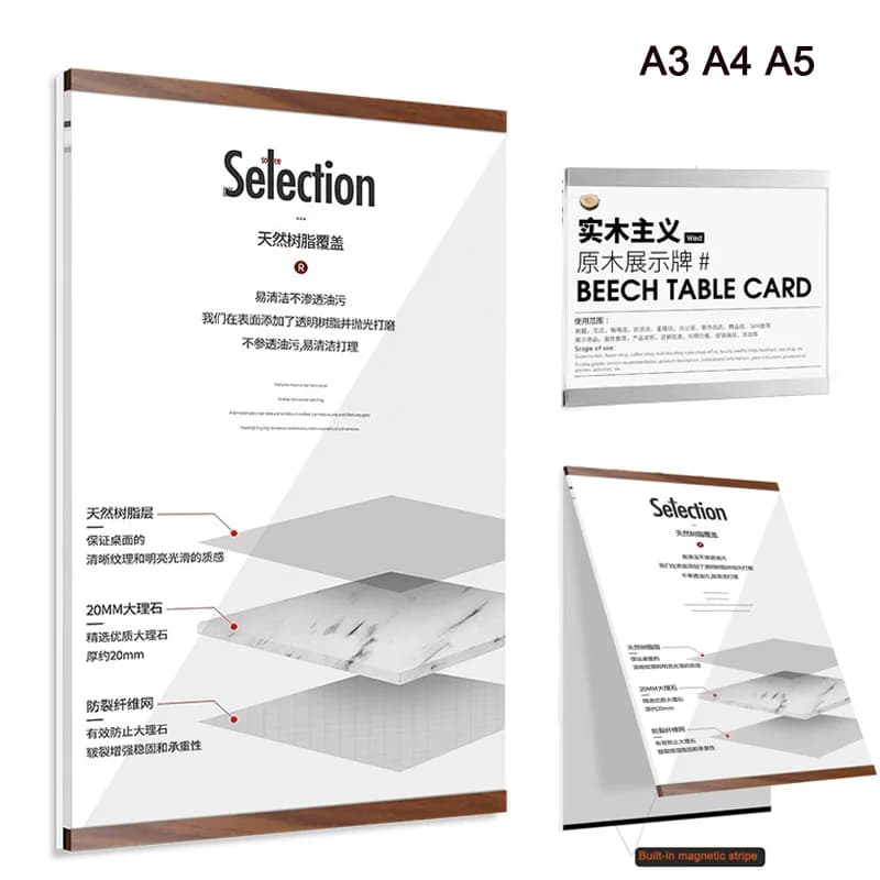 A3/a5/a4 Cornici magnetiche per foto Acrilico Punzonatura gratuita Cartoline fotografiche Certificato Cornici per documenti Segno Porta poster Display