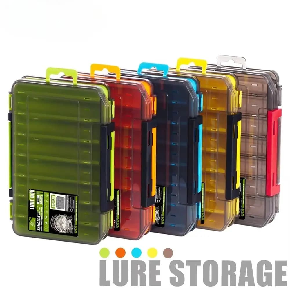 Scatola per attrezzatura da pesca in plastica Attrezzo da pesca Organizzatore per attrezzi da pesca a doppia faccia 12 scomparti Accessori da pesca