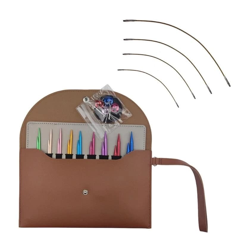 9Pairs Aluminum Circular Knitting Needle 3.0mm-6.0mm with Case for Knitting