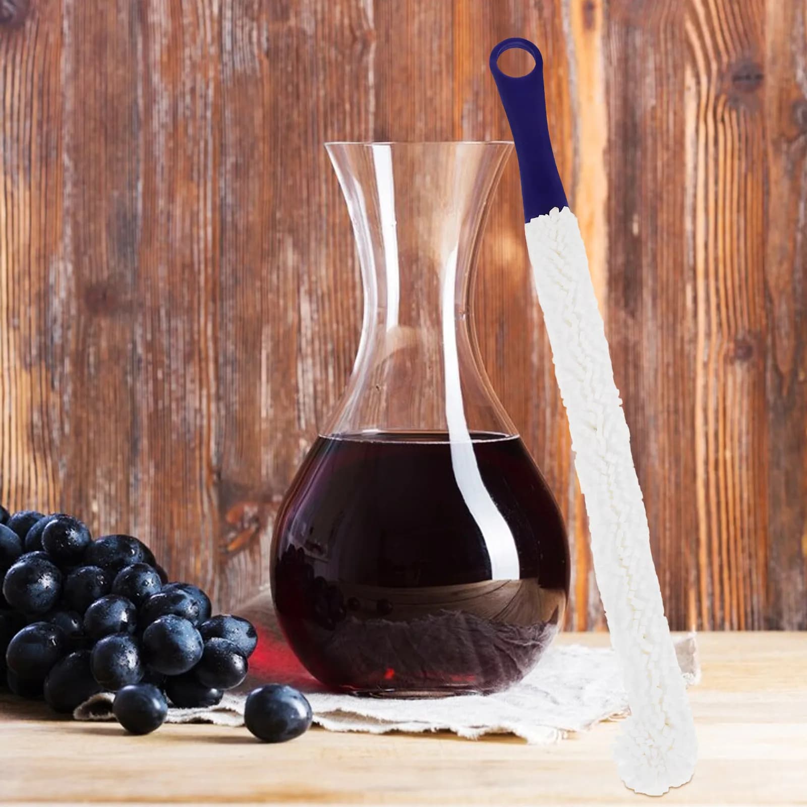 Spazzola per la pulizia delle bottiglie di vino, 2 pezzi, strumento professionale per la pulizia dei decanter, manico pieghevole per bicchieri, calici, bicchieri da vino