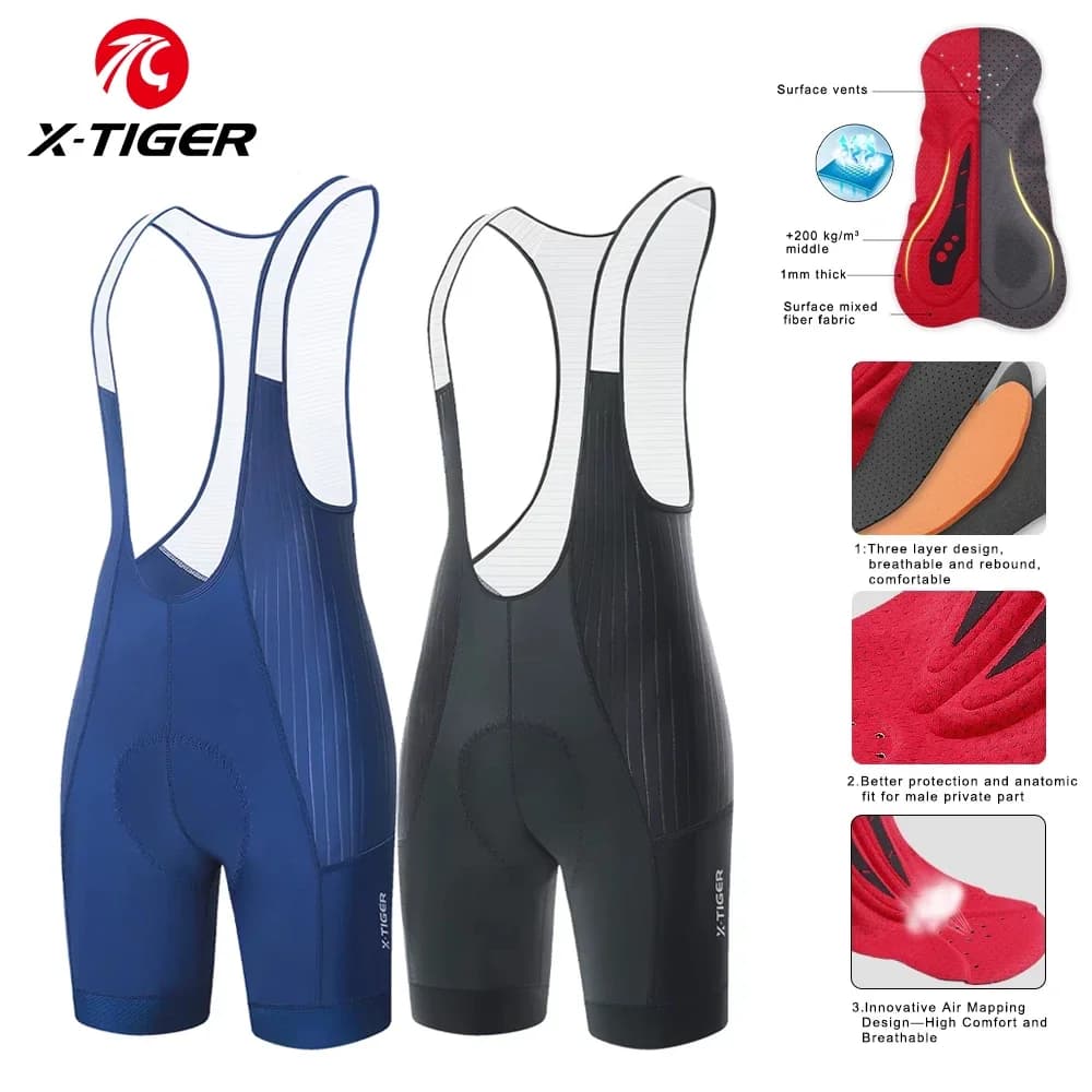 X-TIGER Professional cycling shorts for men Cycling shorts padded in summer breathable fresh foam Shorts with professional road straps