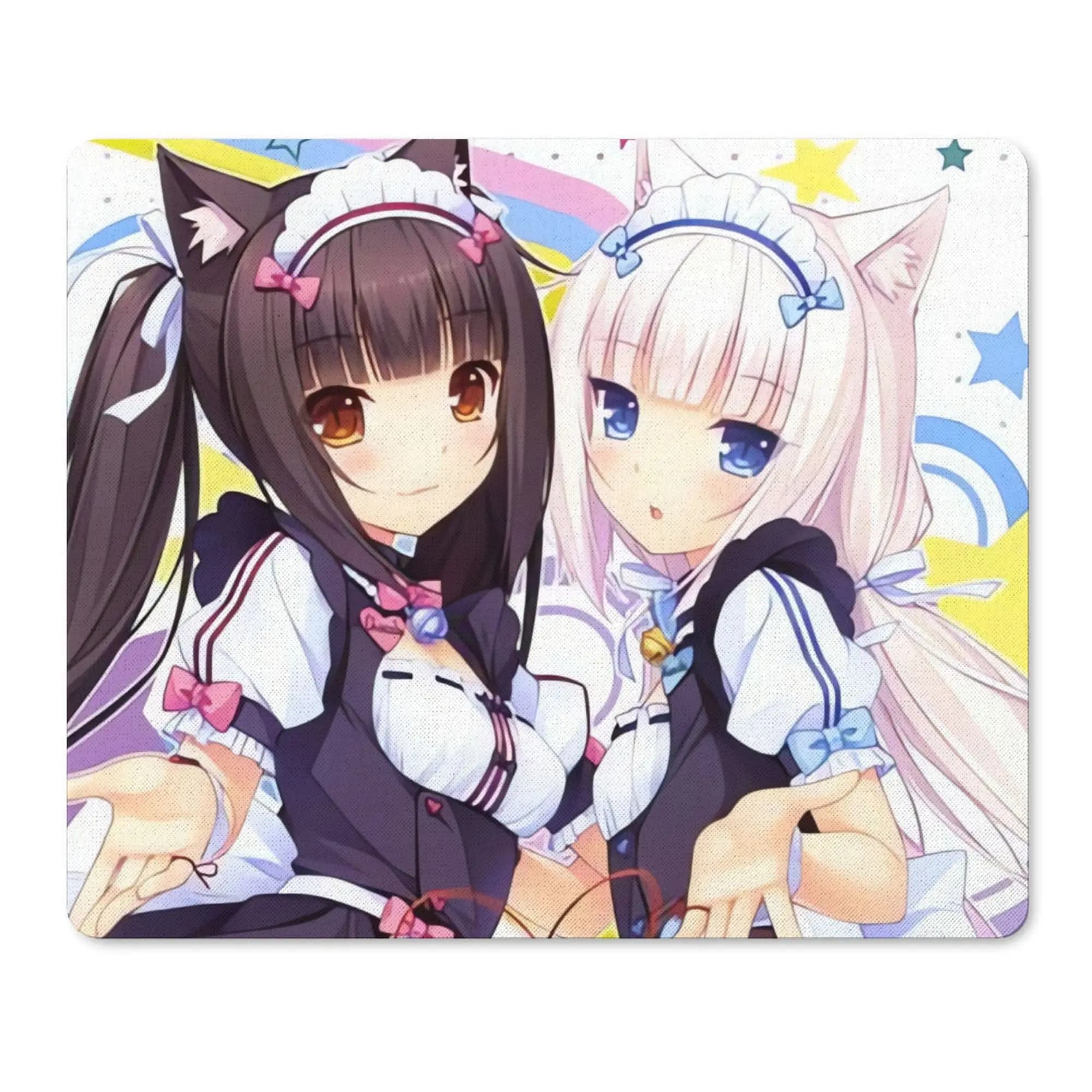 Kawaii Cat Maid Twins Gaming Mouse Pad, Small Non-Slip Desk Mat, Durable & Water-Resistant for Gamers, Office & Home