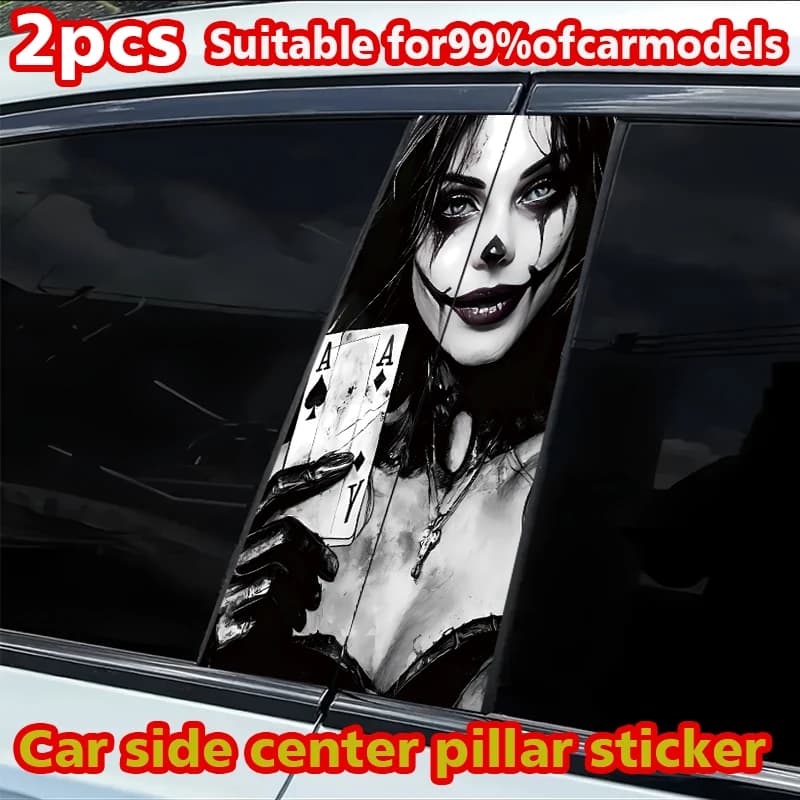 2 adesivi per montante B per auto, adesivi personalizzati Joker Girl resistenti ai graffi
