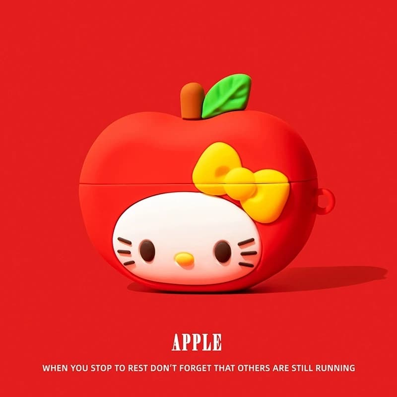 Custodia in silicone per auricolari Red Apple Hello Kitty per Airpods 3 4 Pro Pro 2 Pro 3 - Accessori e Cover