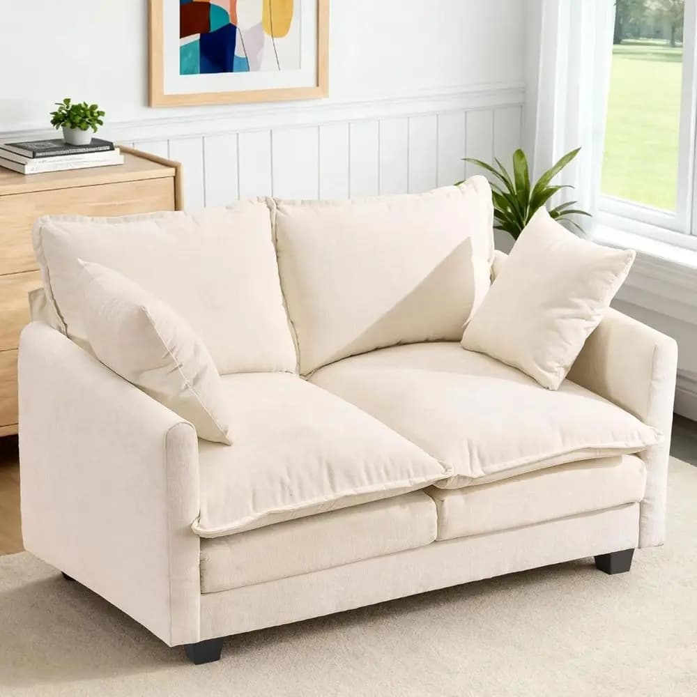 50'' Loveseat Soa Cloud Soa Couch, ern Loveseats 2 Seat Couch 27" Deep Seat with 2 Pillows or Small Spaces Aparent Studio Oice B