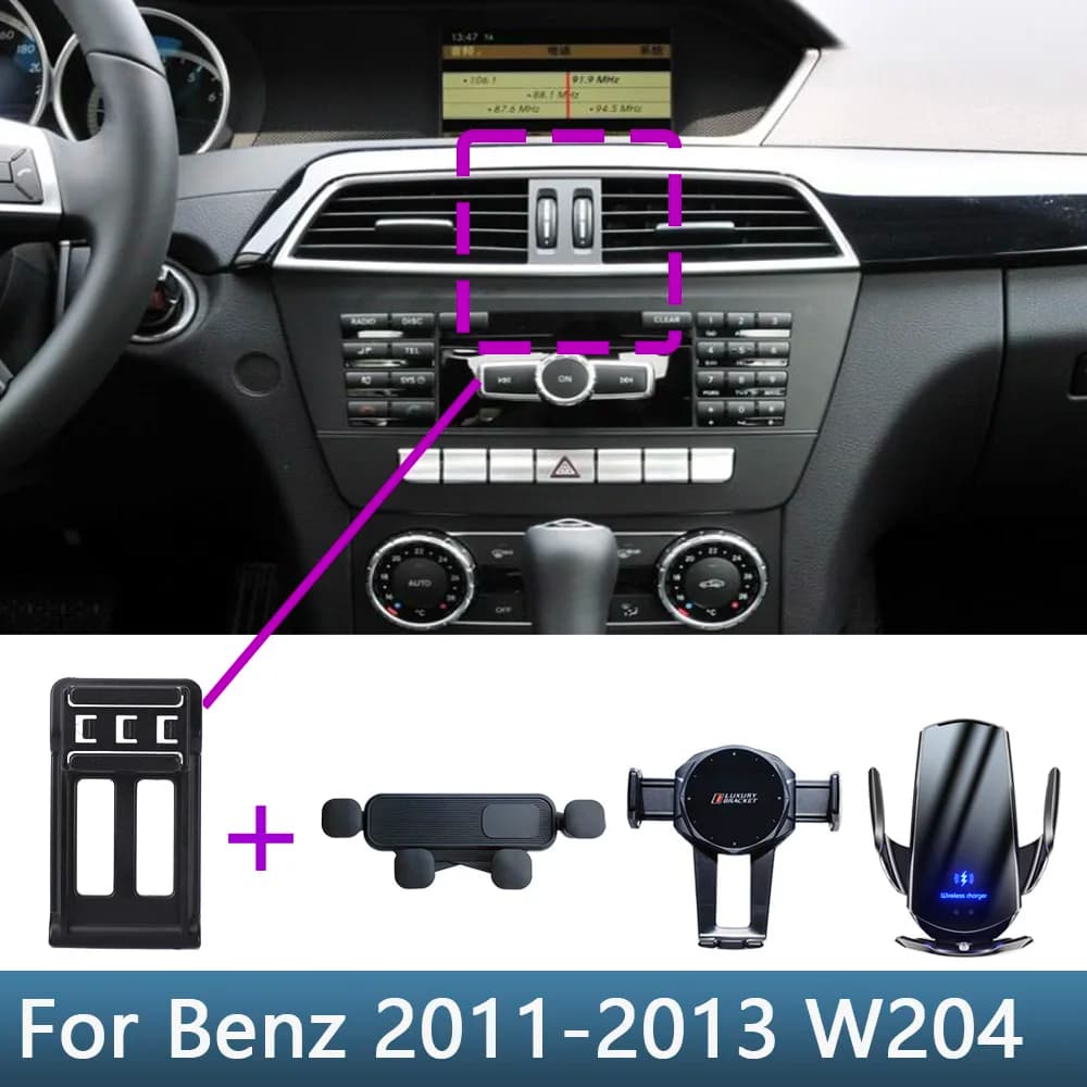 For Mercedes Benz C200 260 300 W204 2011 2012 2013 Car telephone support Special fixed bracket Base Wireless charging accessories