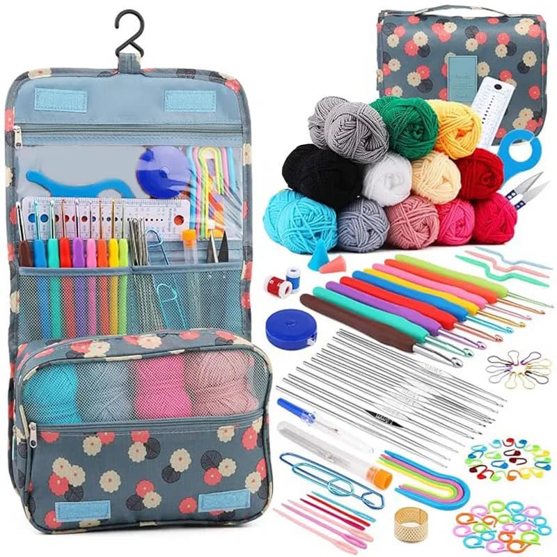 Kit all'uncinetto per principianti adulti, set di accessori per uncinetto include filato, kit iniziale all'uncinetto per bambini, uncinetti ergonomici