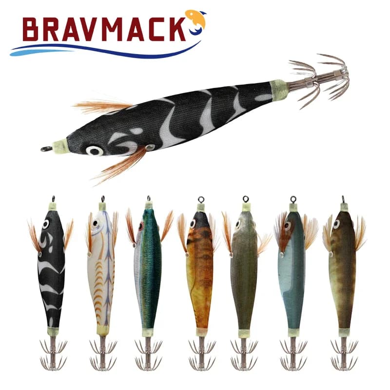 1/2 Pieces Esca for Calamari Luminosa 10cm 9g, Artificial Esca in Polpo Shape, Wood Leg, Sepia, Esca Rigida