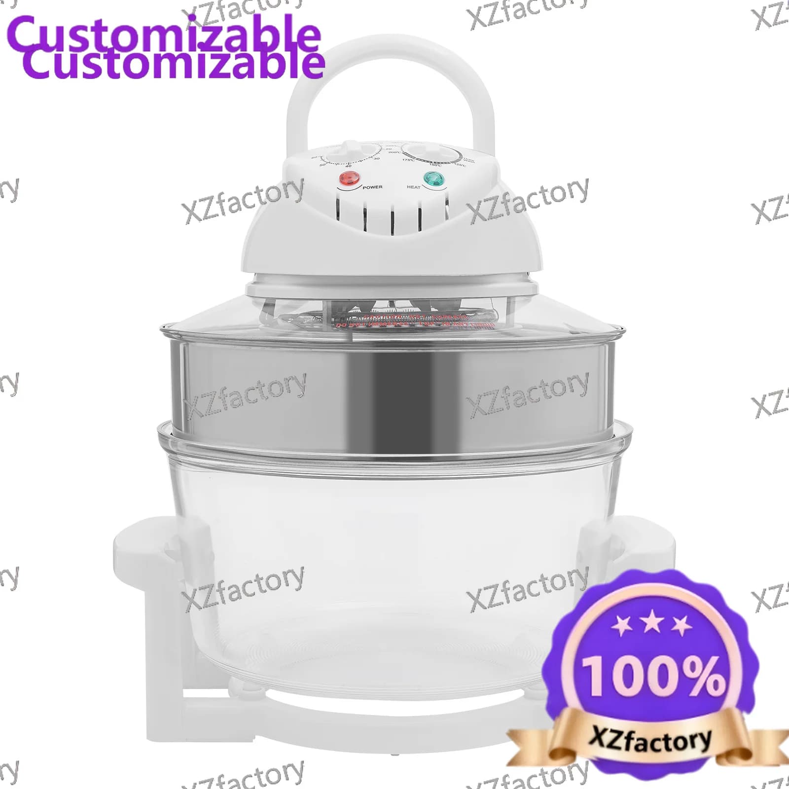 Factory Direct 2026 Top Rated110V 17.96Qt Visual Air Fryer 1200-1400W 360° Hot Air Circulation Oil-Free Cooker with Grill Rack f