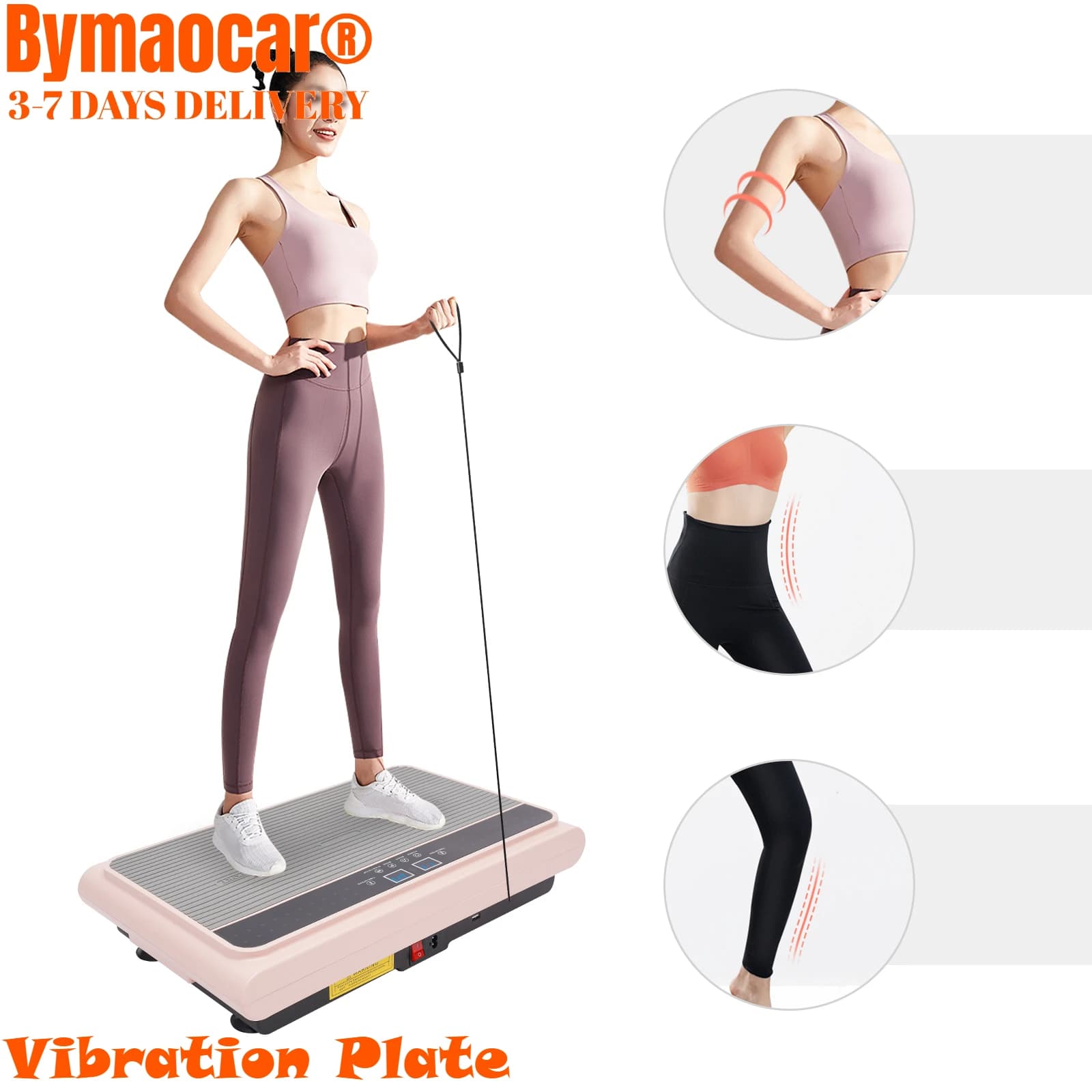 Shaking machine for exercises with vibrating plate with LCD display Shaping weight for home fitness training Weight loss (Rosa)