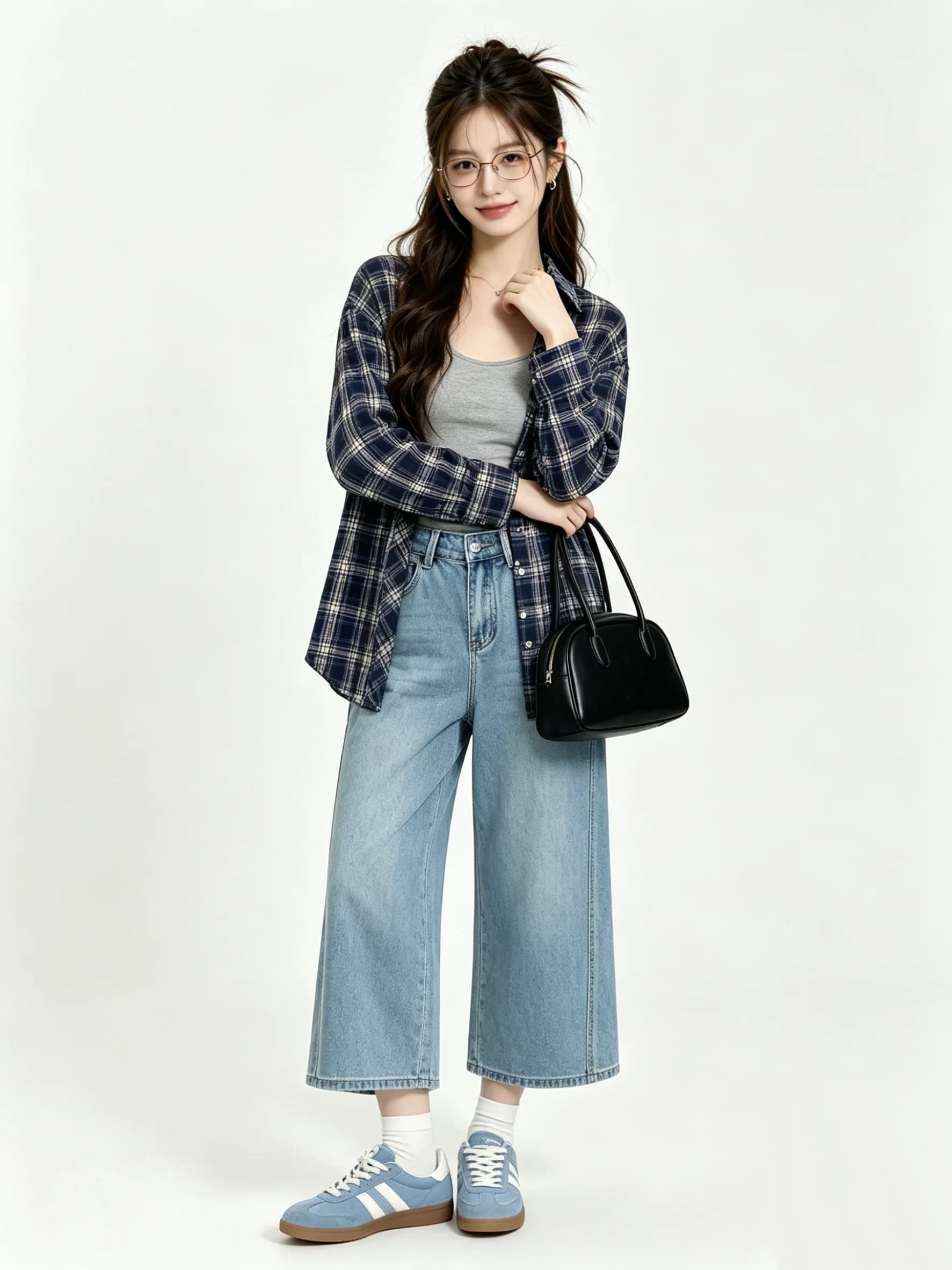 High Waist Wide Leg Denim Jeans Korean Style Commuter Vintage Loose Slimming Summer Skin-friendly Drapey Eighteen Pants