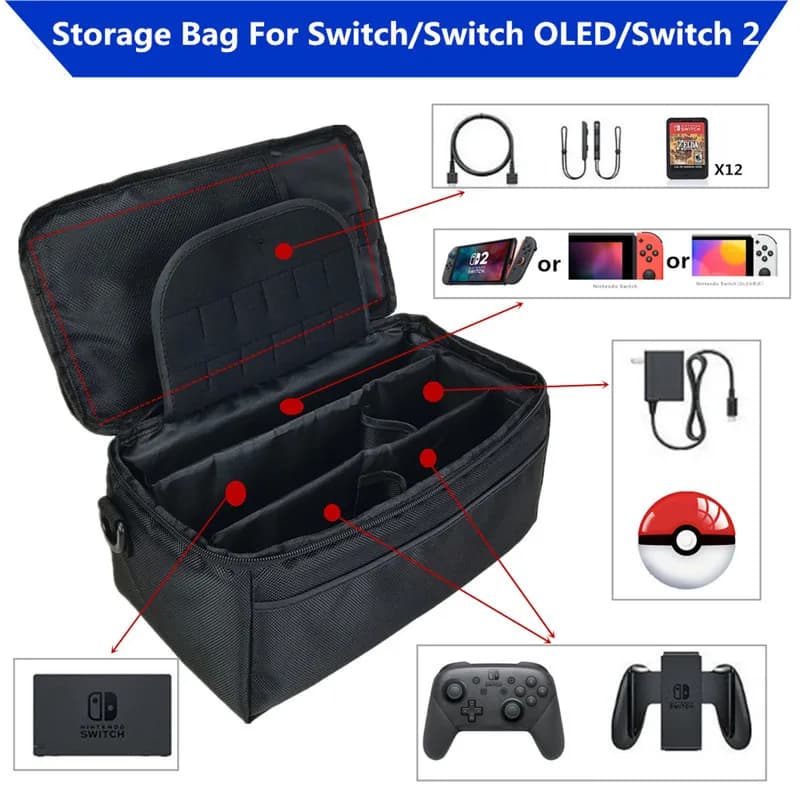 Custodia da trasporto Tolex per Nintendo Switch 2 Borsa a tracolla protettiva da viaggio impermeabile per console di gioco Switch