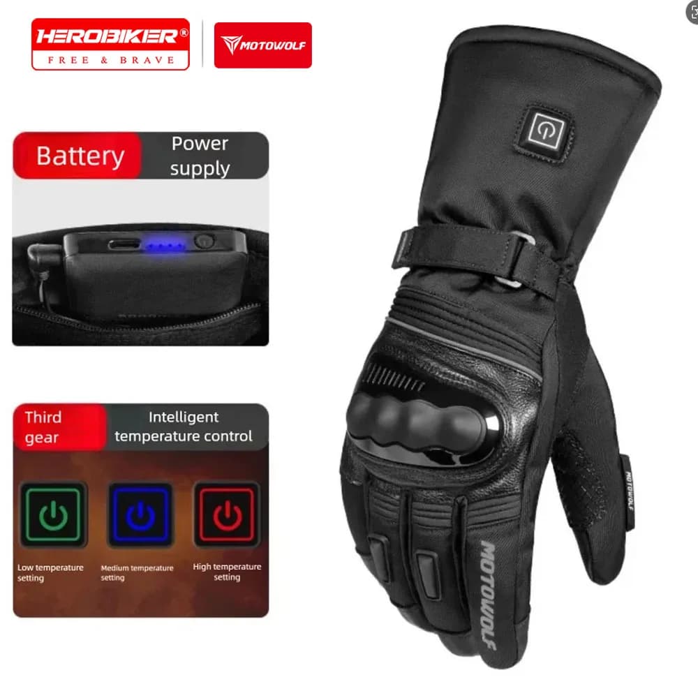 Guanti da moto riscaldati Guanti da scooter elettrici riscaldati Guanti invernali riscaldati da moto Guanti termici ricaricabili impermeabili caldi
