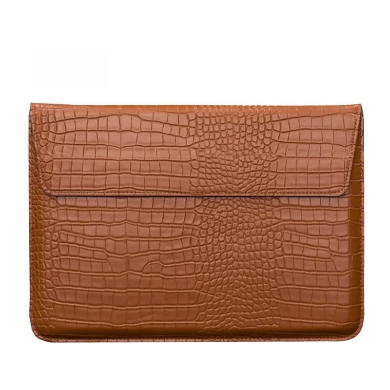 Custodia per Notebook/Laptop Marrone con Texture Coccodrillo da 11, 13, 15 Pollici, Ultra Sottile in Pelle Antiurto per MacBook, Lenovo, Samsung - Uso Quotidiano