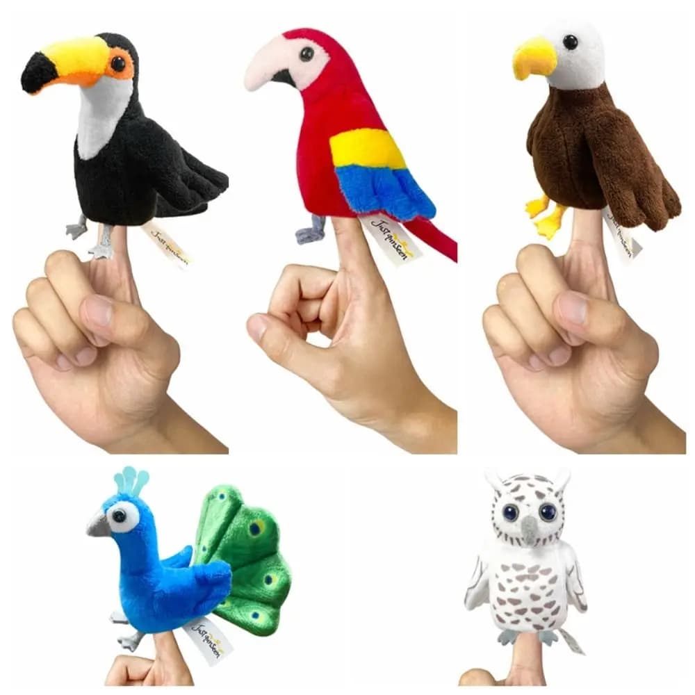 Pavone Gufo Uccello Burattino da dito Peluche Bambola Storytelling Pappagallo Bambola da dito Kawaii Simulazione Animale Burattino a mano Giocattolo interattivo